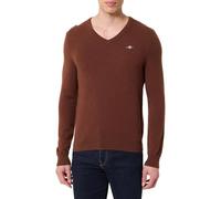 Gant Pull à col en V en Laine d'agneau Extrafine pour Homme (1 pièce), Marron Acajou, M