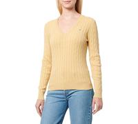 GANT Pull à col en V Extensible en Coton pour Femme, Brûlé au blé, S