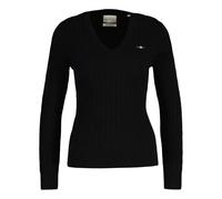 Gant Pull à col en V Extensible en Coton pour Femme, Noir, XL