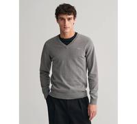 GANT Col en V en Coton Classique Sweater, Gris foncé mélangé, XXL Homme