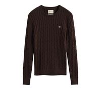 Gant - Pull Col Rond Classique en Maille Câblée - Femme - Pulls - Brun - Taille: 42 FR