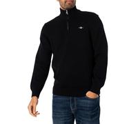 Gant Pull décontracté en Coton Demi-Zip pour Homme, Noir, Standard, Noir, XXXL