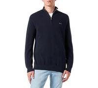 GANT Pull en Coton piqué Semi-zippé pour Homme, Bleu Nuit, M
