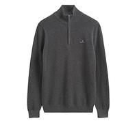 GANT Pull en Coton piqué Semi-zippé pour Homme, Gris foncé mélangé, M
