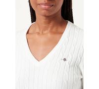 Gant Pull-over femme en tricot torsadé col V en coton stretch