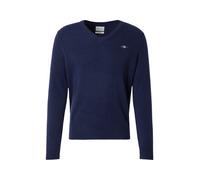 GANT Pull en laine d'agneau extra fine col en V Marine Taille M