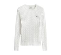 Gant - Pull Ras du Cou en Tricot Câblé - Femme - Pulls - Blanc - Taille: 36 FR