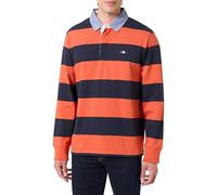 GANT Reg Chambray Stripe Heavy Rugger Polo, Orange Profond, XXL Hommes
