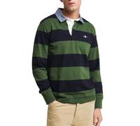 GANT Reg Chambray Stripe Heavy Rugger Polo, Vert, XL Hommes