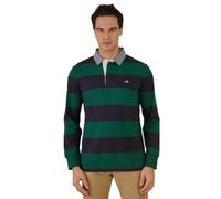 GANT Reg Chambray Stripe Heavy Rugger T-Shirt, Vert forêt, Medium Homme