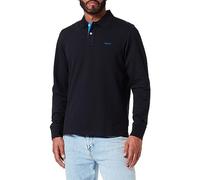 GANT REG LS Rugger À Manches Longues en Piqué Contrasté Regular, Black, M Homme