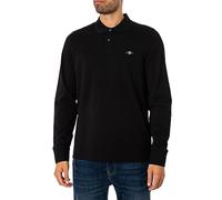 Gant REG LS Rugger À Manches Longues en Piqué Shield Regular, Black, L Homme