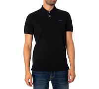 GANT REG SS Rugger À Manches Courtes en Piqué Contrasté Regular, Black, L Homme