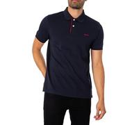 GANT REG SS Rugger À Manches Courtes en Piqué Contrasté Regular, Evening Blue, L Homme