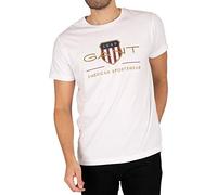 GANT REG SS Shirt À Manches Courtes Shield Regular, White, M Homme