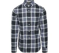 GANT Reg Tartan Melange Chemise à Carreaux, Bleu Nuit, XL Hommes