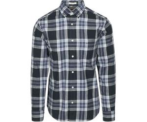 GANT Reg Tartan Melange Chemise à Carreaux, Bleu Nuit, XL Hommes