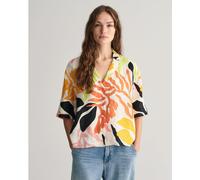 Gant Relaxed Fit Palm Print Linen Short Sleeve Shirt Médaille Jaune 8 (XS) Female