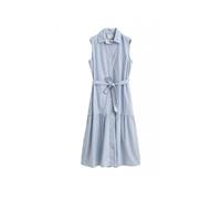 Gant - Robe Chemise Sans Manches en Coton Rayé - Femme - Robes - Bleu - Taille: 36 FR
