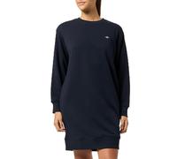 GANT Robe Sweat à col en C avec Bouclier, Bleu Nuit, S Femme