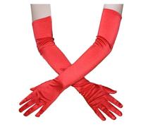 Gant Satin Classique adulte noir blanc rouge gris peau opéra/coude/poignet extensible Satin doigt longs gants femmes clapet gants correspondant Costume(Red)