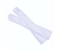 Gant Satin Gants classiques for adultes, peau noire, blanche, rouge, opéra/coude/poignet, en Satin extensible, gants à bras longs, gants de Club for femmes, gants de conduite(White)