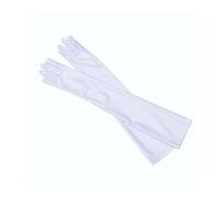 Gant Satin Gants classiques for adultes, peau noire, blanche, rouge, opéra/coude/poignet, en Satin extensible, gants à bras longs, gants de Club for femmes, gants de conduite(White)