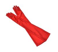 Gant Satin Gants classiques for adultes, peau noire, blanche, rouge, opéra/coude/poignet, en Satin extensible, gants à bras longs, gants de Club for femmes, gants de conduite(Red)