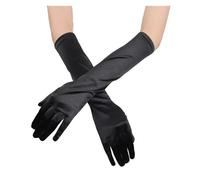 Gant Satin Gants de soirée en Satin for femmes, 1 paire, couleur unie, longs doigts, for événements, activités, rouge, blanc, Rose(Black)