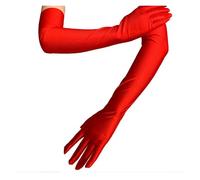 Gant Satin Gants en Satin for femmes, longs coudes, classiques, élégants, noirs et blancs, Style Vintage des années 1920, for fête, bal, mariage, manches décoratives(Red)