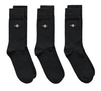 GANT Shield Socks Lot de 3 Paires de Chaussettes, Ebony Black, 43-45 Hommes
