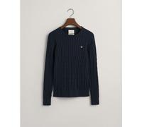 Gant Stretch Cotton Cable Knit Crew Neck Sweater 433 Soirée Bleue 12 (M) Female