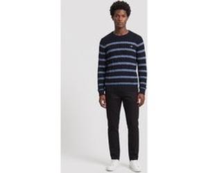 GANT Striped Cotton Cable C-neck Evening Blue Taille: S | Pulls Outlet | Homme | Bleu