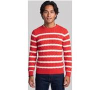 GANT Striped Cotton Cable C-neck Rose Red Taille: L | Pulls Outlet | Homme | Rose