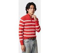 GANT Striped Cotton Cable Half Zip Rose Red Taille: S | Pulls col roulé Outlet | Homme | Rose