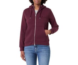 Gant Sweat à Capuche zippé Reg Tonal Shield pour Femme, Plum Wine, M