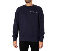 GANT Sweat à col en C imprimé Graphique Maillot de survêtement, Bleu Nuit, L Homme