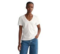 GANT REG Shield SS V-Neck T-Shirt, White, XXL Femme