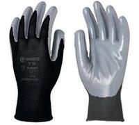 Gant tricoté polyester EUROTECHNIQUE enduit nitrile noir/gris T8 - - 1NIBB08