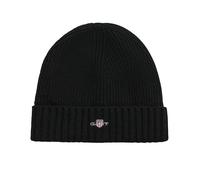 GANT Unisexe. Bonnet en Laine Shield, Noir, Taille Unique Mixte