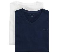 GANT V-Neck T-Shirt 2-Pack sous-vêtement, Bleu Marine/Blanc, Taille Unique (Lot de 2) Hommes