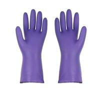 Gant Vaisselle 2Pcs Flocked Lining Household Gloves Heavy Duty PVC Rubber Cleaning Non-Slip Grip For Dicsh Washing Kitchen Warm Cold Weather(Purple)