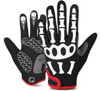 Gant Velo Moto Gants Pour Hommes, Cyclisme En Plein Air, Squelette, Doigt Complet, Crâne, Écran Tactile Gant Vtt Respirant(XL)