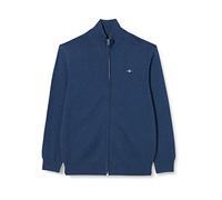 GANT Zip Cardigan Zippé en Coton Casual, Dark JEANSBLUE Melange, L Homme