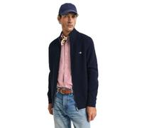 GANT Zipped Textured Cotton Cardigan, Bleu Nuit, XXXL Homme