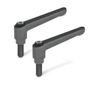 Ganter Norme Éléments | levier de serrage réglable avec vis filetée - GN 300 - Longueur du manche : 63 mm - Vis acier bruni - Poignée de zinc moulé sous pression noir,Lot de 2