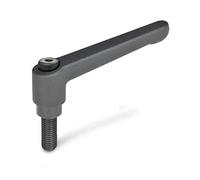 Ganter Norme Éléments | levier de serrage réglable avec vis filetée - GN 300 | Longueur du manche : 78 mm | Vis acier bruni - Poignée de zinc moulé sous pression noir, noir, GN 300-78-M8-25-SW