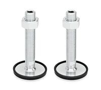 Ganter Norme Éléments | Pied - GN 40 | Pied Diamètre 50 mm | caoutchouc aufgek lipst - en acier galvanisé - Lot de 2, argent, GN 40-50-M16-200-A1-UK