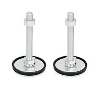 Ganter Norme Éléments | Pied - GN 40 | Pied Diamètre 80 mm | caoutchouc aufgeklipst| en acier galvanisé - Lot de 2, argent, GN 40-80-M10-100-A1-SK