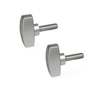 Ganter Norme Éléments - Poignée en acier inoxydable Vis à ailettes - GN 433 - Diamètre 26 mm - En Fonte Fine en acier inoxydable - Lot de 2, argent, GN 433-26-M6-16-MT